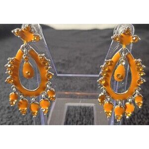 Vintage chandelier pendeloque Thermoset Enamel Listner Styl 60s Crystal Earings